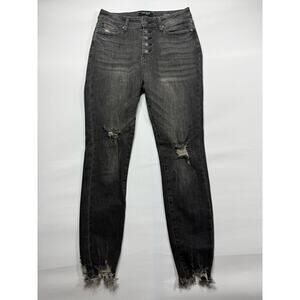 Judy Blue Women's Skinny Fit Button Fly Gray Stretch Denim Jeans - Sz 5 (27x27)